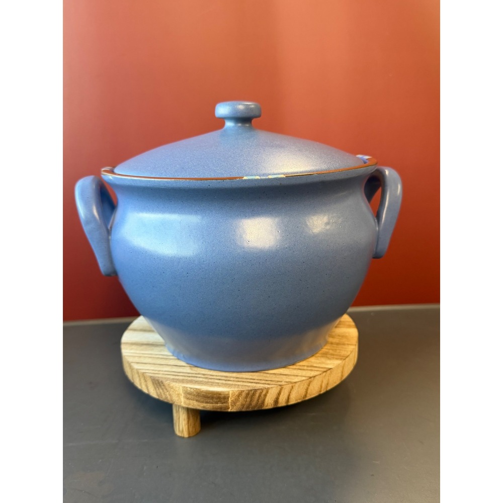 Dansk Mesa Sky Blue Stoneware 2 Qt. Bean Pot with Lid Portugal Ceramic
